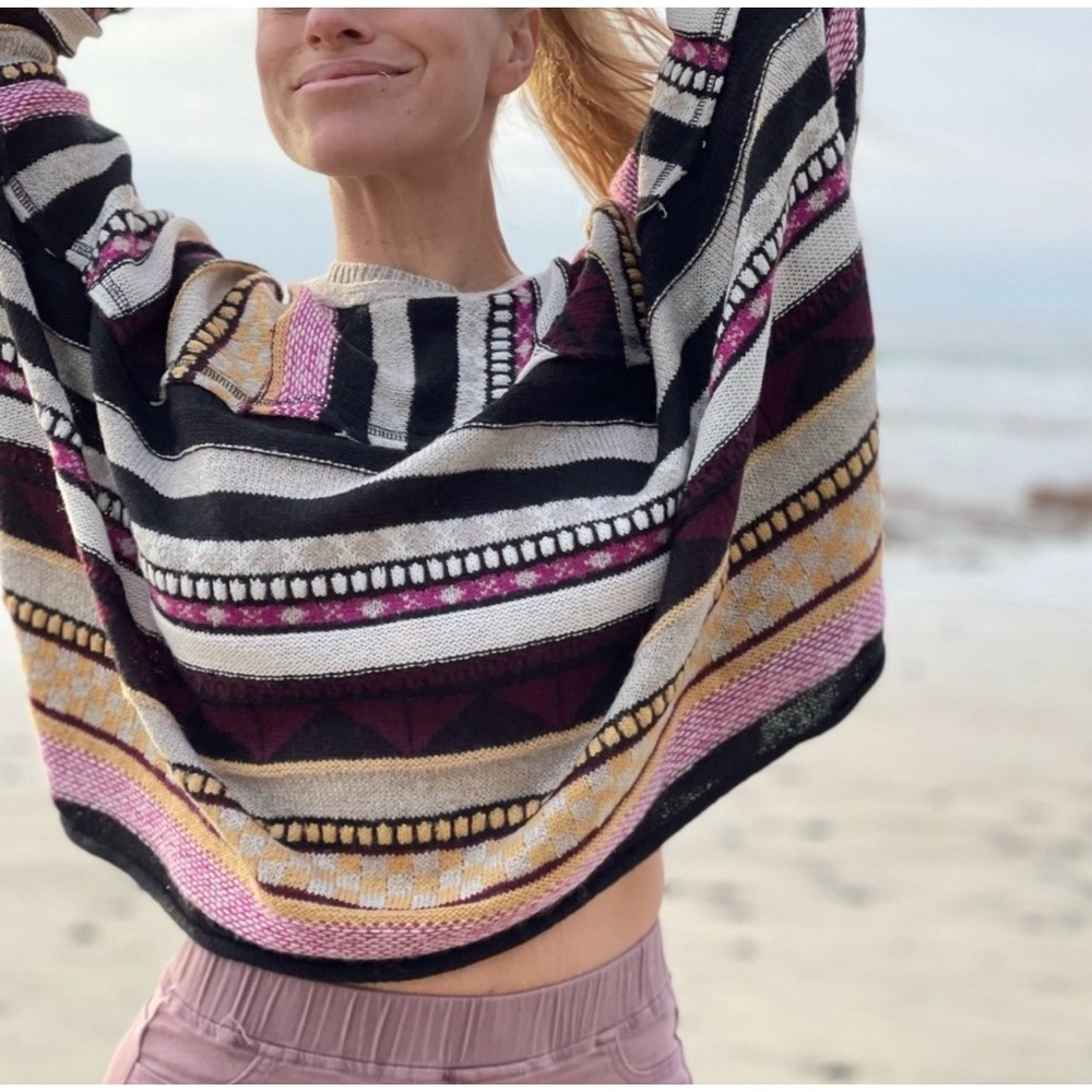 Easel Crochet Oversized Sweater‎ Colorful Boxy Boho Hippie Women's Size Small - Picture 7 of 12